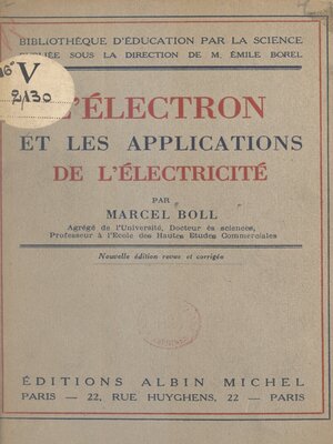 cover image of L'électron et les applications de l'électricité